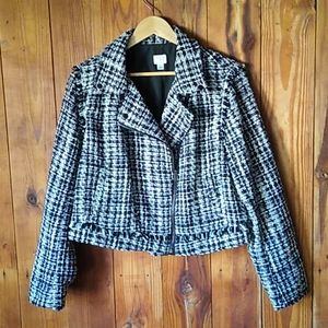 Plaid Tweed Blazer Jacket Women's Size Large Twee Preppy Academia